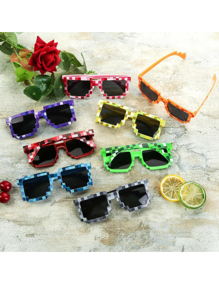 Paquete de 16 Gafas Pixeladas para Fiestas - 8 Colores Paquete de 16 Gafas Pixeladas para Fiestas - 8 Colores