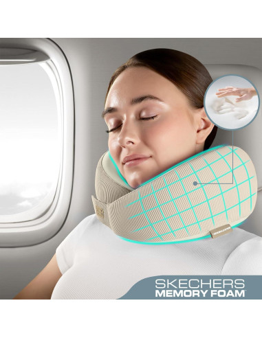 Almohada de Cuello Ergonomica Skechers Beige Espuma Memoria