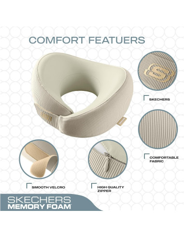 Almohada de Cuello Ergonomica Skechers Beige Espuma Memoria