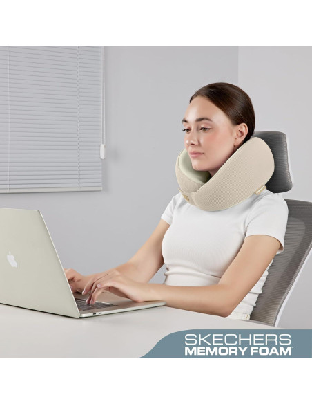 Almohada de Cuello Ergonomica Skechers Beige Espuma Memoria Almohada de Cuello Ergonomica Skechers Beige Espuma Memoria