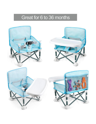 Silla Elevadora Plegable PandaEar Azul Claro para Bebés