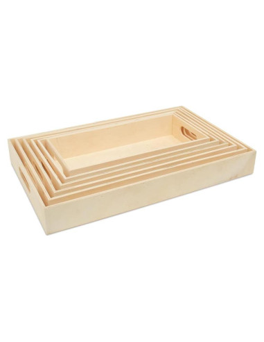 Juego de 6 Bandejas de Madera Sin Terminar Woodpeckers