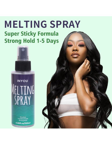 Spray Derretidor de Encaje Inyou 120ml Secado Rápido Fuerte