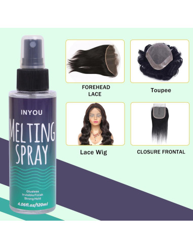 Spray Derretidor de Encaje Inyou 120ml Secado Rápido Fuerte