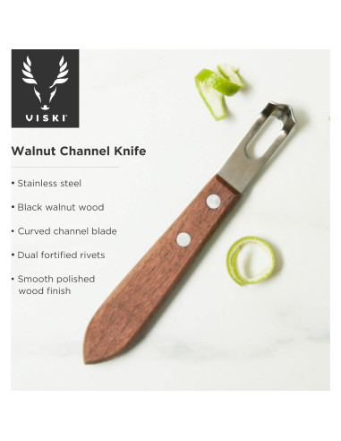 Cuchillo de Canal Viski de Acero Inoxidable y Madera de Nogal