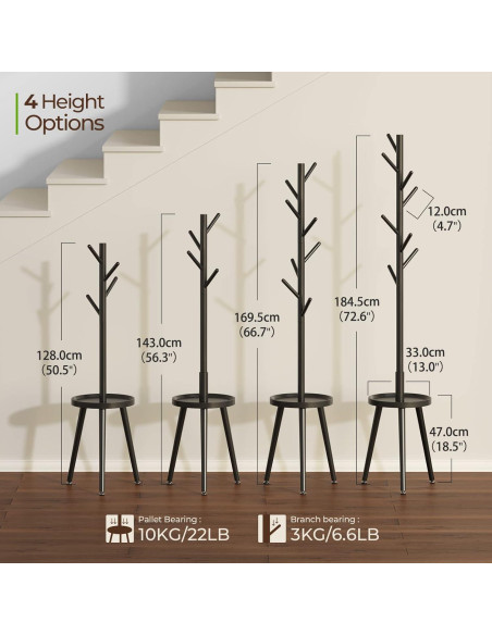 Perchero de Madera Independiente Greenstell con 8 Ganchos 184.4 cm Perchero de Madera Independiente Greenstell con 8 Ganchos 184.4 cm