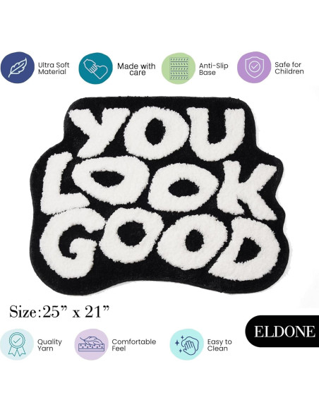 Alfombra de Baño ELDONE Te Ves Bien Negra 68.6x53.3 cm Antideslizante Alfombra de Baño ELDONE Te Ves Bien Negra 68.6x53.3 cm Antideslizante
