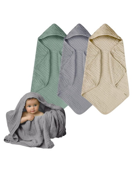 Toallas de bebé con capucha Momsnug - 3 unidades de algodón 88.9 cm Toallas de bebé con capucha Momsnug - 3 unidades de algodón 88.9 cm