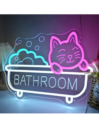 Letrero de Neón LED Gato de Baño SYLHOME 40x29cm USB