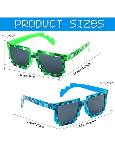 KIMOBER Paquete de 12 Gafas Pixeladas 8 Bits para Fiesta KIMOBER Paquete de 12 Gafas Pixeladas 8 Bits para Fiesta