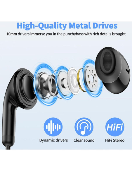 Auriculares con cable AIAUXAI AlAUXAI00092 HiFi 3.5mm Negro Auriculares con cable AIAUXAI AlAUXAI00092 HiFi 3.5mm Negro