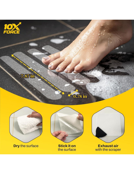 Pegatinas Antideslizantes 10XFORCE para Baño - Grano de Diamante Pegatinas Antideslizantes 10XFORCE para Baño - Grano de Diamante