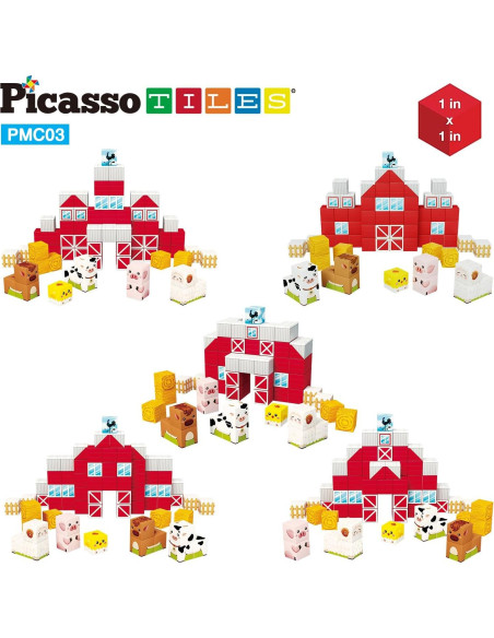 PicassoTiles Cubo Magnético Granja 72 Piezas Juguete Educativo PicassoTiles Cubo Magnético Granja 72 Piezas Juguete Educativo