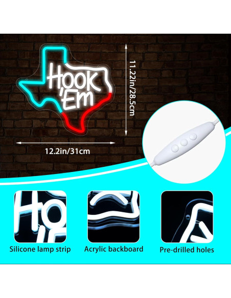 Luz de Neón Hook Em LALAON LED Regulable 30x32.5cm Azul Luz de Neón Hook Em LALAON LED Regulable 30x32.5cm Azul