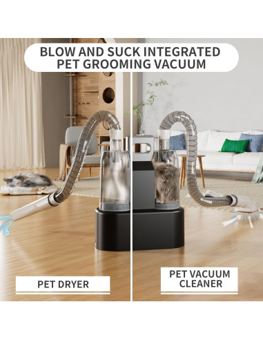 Kit de Aspiradora y Secador para Perros FOTING 6 en 1 10000Pa