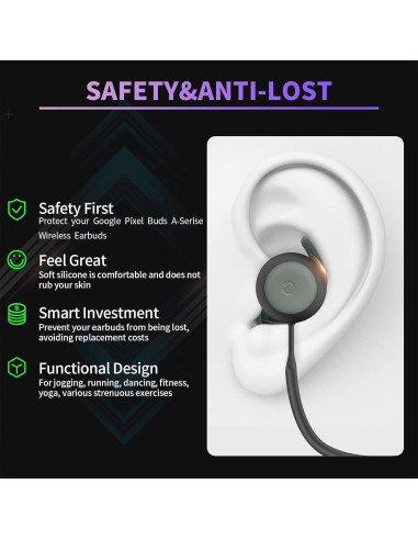 Correa Antipérdida WOFRO para Google Pixel Buds A-Series - Negro