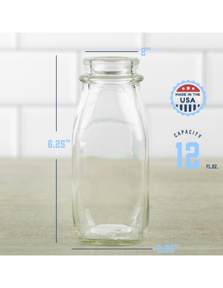 Botella de Vidrio Cuadrada Kitchentoolz 12 Oz Reutilizable Botella de Vidrio Cuadrada Kitchentoolz 12 Oz Reutilizable