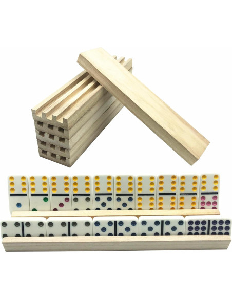 Soporte para Fichas de Dominó Yuanhe - Juego de 4 Madera 25x6x1.8cm Soporte para Fichas de Dominó Yuanhe - Juego de 4 Madera 25x6x1.8cm