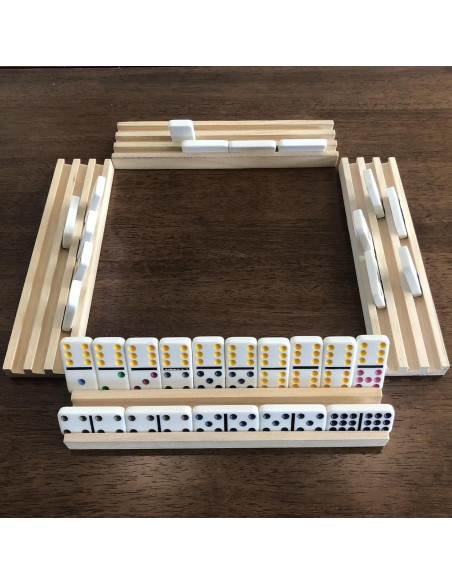 Soporte para Fichas de Dominó Yuanhe - Juego de 4 Madera 25x6x1.8cm Soporte para Fichas de Dominó Yuanhe - Juego de 4 Madera 25x6x1.8cm