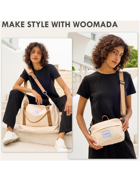 Bolsa de Fin de Semana WOOMADA Verde Militar con Compartimento para Zapatos Bolsa de Fin de Semana WOOMADA Verde Militar con Compartimento para Zapatos