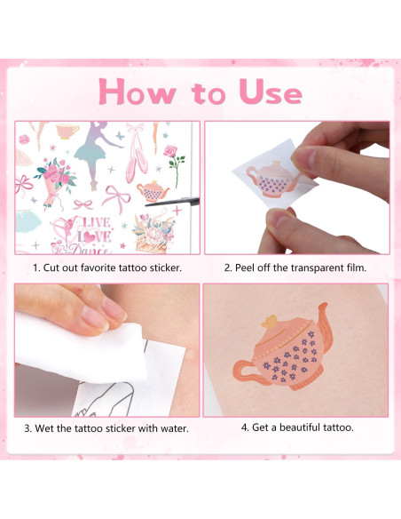 Tatuajes Temporales de Ballet Lovarywow - 200 Stickers para Niños Tatuajes Temporales de Ballet Lovarywow - 200 Stickers para Niños