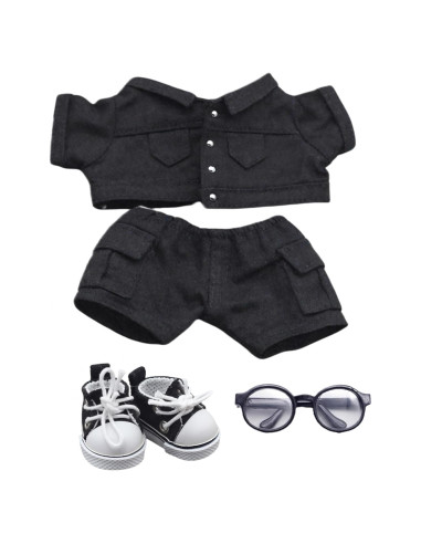 Ropa de muñeca de mezclilla LUDYHEVY para 15-17cm - Negro