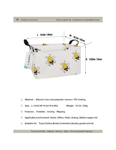 Cesta de lavandería plegable ONOEV 75L Lona Impermeable Abeja