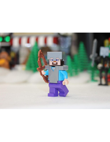 Minifigura Lego Minecraft Steve con Armadura de Hierro y Arco