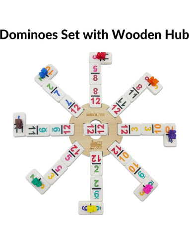 Juego de Dominó Doble 12 MIDOLITE con 91 Fichas y Soportes