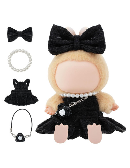 Ropa de Muñeca Woplagyreat 17 cm Vestido Negro Accesorios Ropa de Muñeca Woplagyreat 17 cm Vestido Negro Accesorios