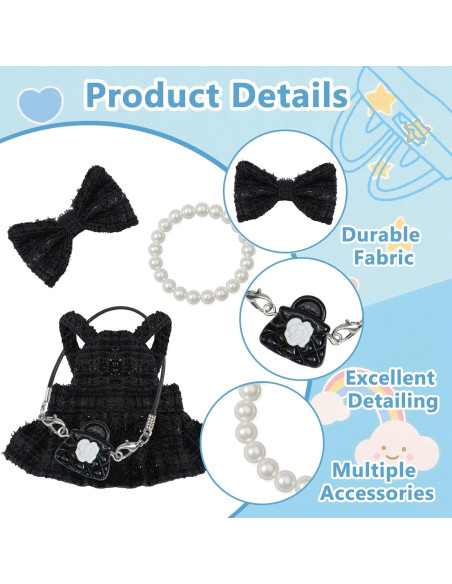Ropa de Muñeca Woplagyreat 17 cm Vestido Negro Accesorios Ropa de Muñeca Woplagyreat 17 cm Vestido Negro Accesorios