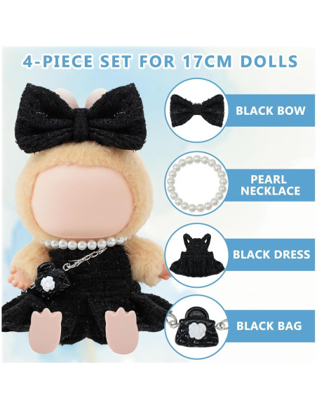 Ropa de Muñeca Woplagyreat 17 cm Vestido Negro Accesorios Ropa de Muñeca Woplagyreat 17 cm Vestido Negro Accesorios