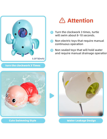 Juguetes de Baño LiKee 3 Tortugas Flotantes para Bebés 1+ Años Juguetes de Baño LiKee 3 Tortugas Flotantes para Bebés 1+ Años