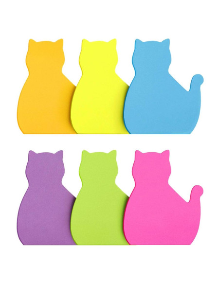 Notas Adhesivas SIMONA en Forma de Gato 6 Colores 75 Hojas Notas Adhesivas SIMONA en Forma de Gato 6 Colores 75 Hojas