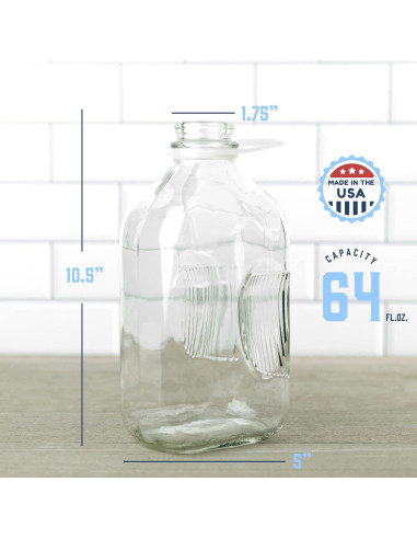 Jarra de Leche de Vidrio KitchenToolz 1.89 L con Tapa y Pico Vertedor