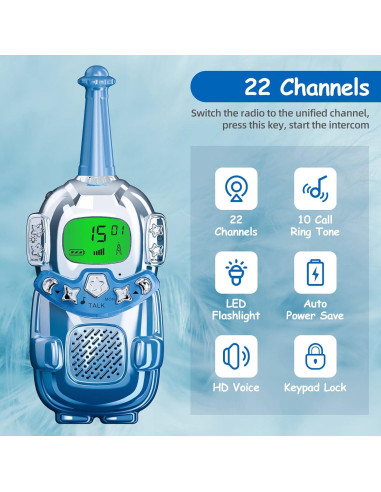 Walkie Talkies para Niños VARLEA 2 Paquete Alcance 3KM