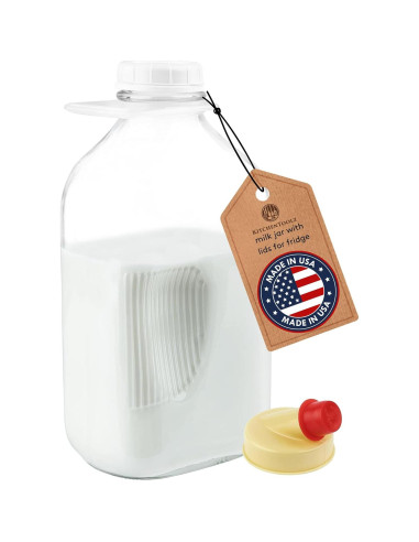 Jarra de Leche de Vidrio KitchenToolz 1.89 L con Tapa y Pico Vertedor