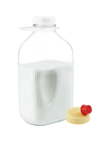 Jarra de Leche de Vidrio KitchenToolz 1.89 L con Tapa y Pico Vertedor Jarra de Leche de Vidrio KitchenToolz 1.89 L con Tapa y Pico Vertedor