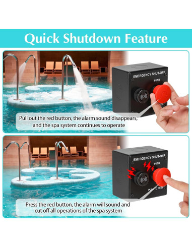 Interruptor de Apagado de Emergencia Haoguo 24VDC para Spa y Piscina