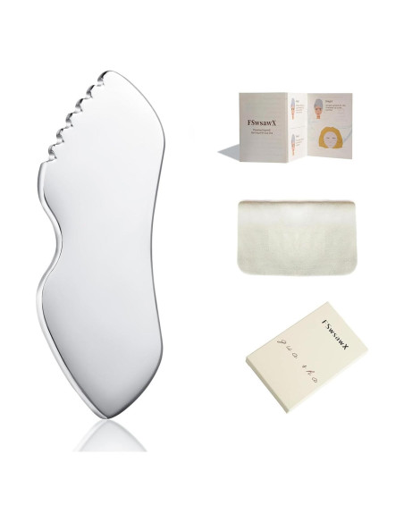 Herramienta Gua Sha Facial Acero Inoxidable FSwsawX 13.59cm Herramienta Gua Sha Facial Acero Inoxidable FSwsawX 13.59cm