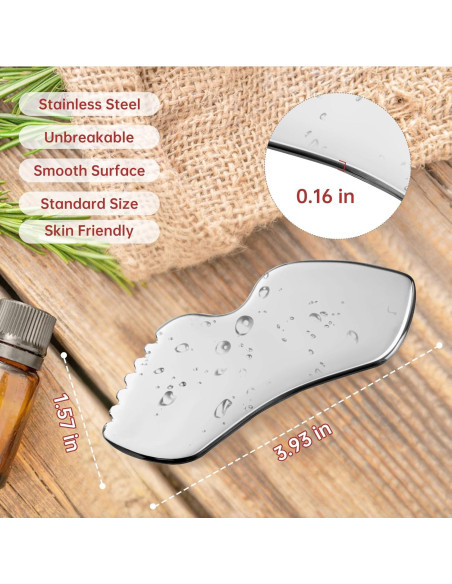 Herramienta Gua Sha Facial Acero Inoxidable FSwsawX 13.59cm Herramienta Gua Sha Facial Acero Inoxidable FSwsawX 13.59cm
