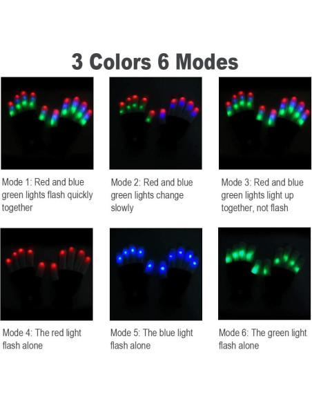 Guantes LED Coloridos Luwint para Adultos y Niños - 6 Modos Guantes LED Coloridos Luwint para Adultos y Niños - 6 Modos