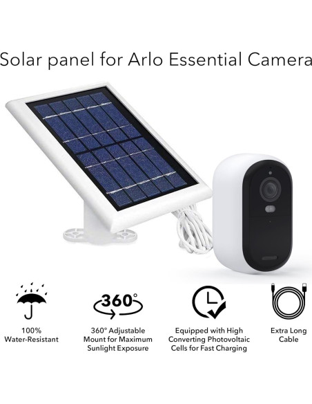 Panel Solar Wasserstein para Cámara Arlo Essential 2K Exterior Panel Solar Wasserstein para Cámara Arlo Essential 2K Exterior