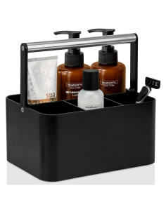 Caddy de Ducha Portátil BYUNER Negro con Mango Plateado