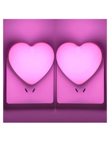Lámpara Nocturna LED INZU Corazón Rosa 2Pack con Sensor