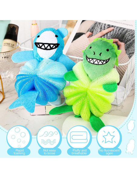 Esponjas de Baño para Niños Nuenen 2 Pcs Animales Exfoliantes Esponjas de Baño para Niños Nuenen 2 Pcs Animales Exfoliantes