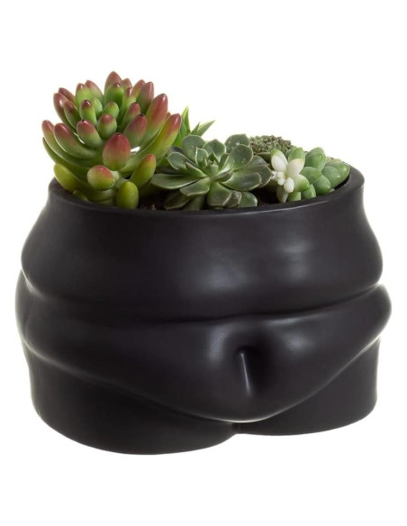 Maceta de Cerámica Misijuer Forma de Cuerpo Negra 10.16cm Maceta de Cerámica Misijuer Forma de Cuerpo Negra 10.16cm