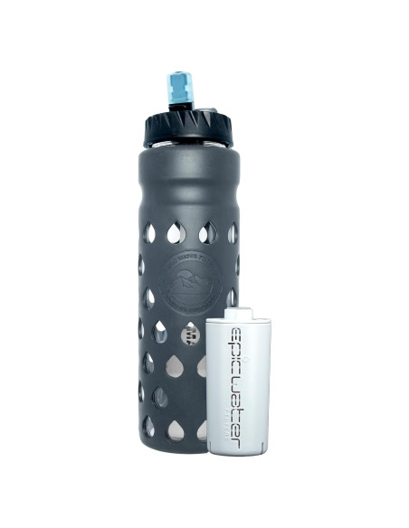 Botella de Agua de Vidrio Épico con Filtro - 32 oz - Negra Botella de Agua de Vidrio Épico con Filtro - 32 oz - Negra