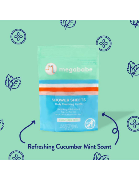 Toallitas de Ducha Megababe Pepino y Menta 10 Unidades Toallitas de Ducha Megababe Pepino y Menta 10 Unidades