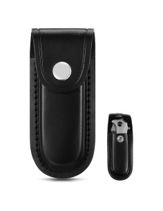 Funda de Cuchillo de Cuero Negro 10 cm con Cierre y Lazo